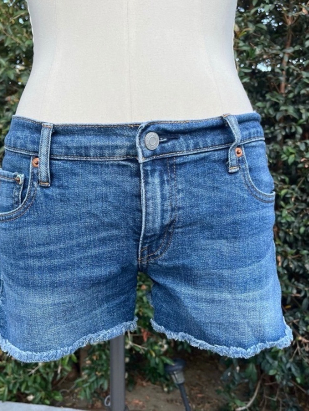 Jorts Gap 1969 3” Denim Blue Jean Cut Off Shorts Womens 27 Raw Hem